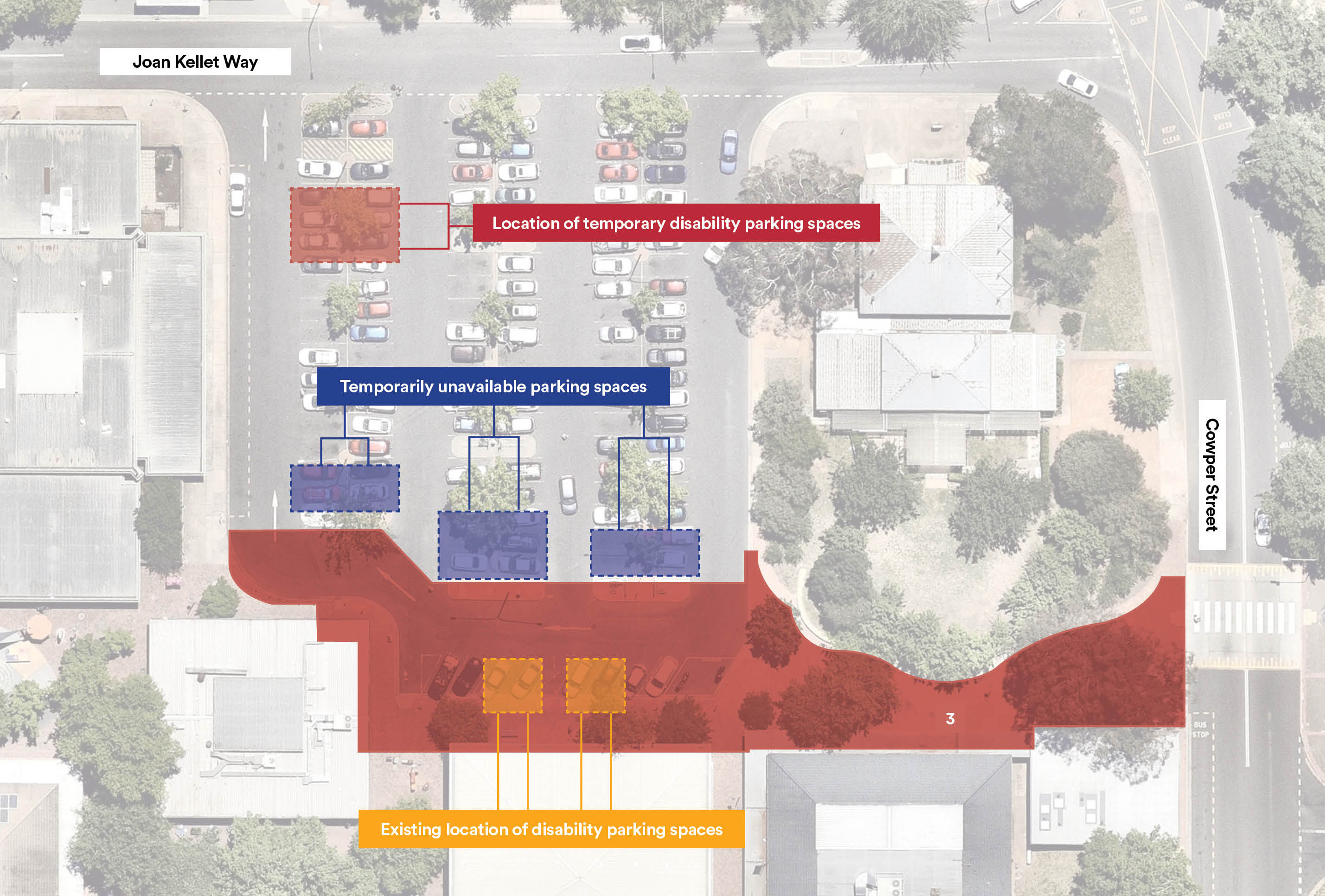 Diagram showcasing the temporary relocation of disability parking.