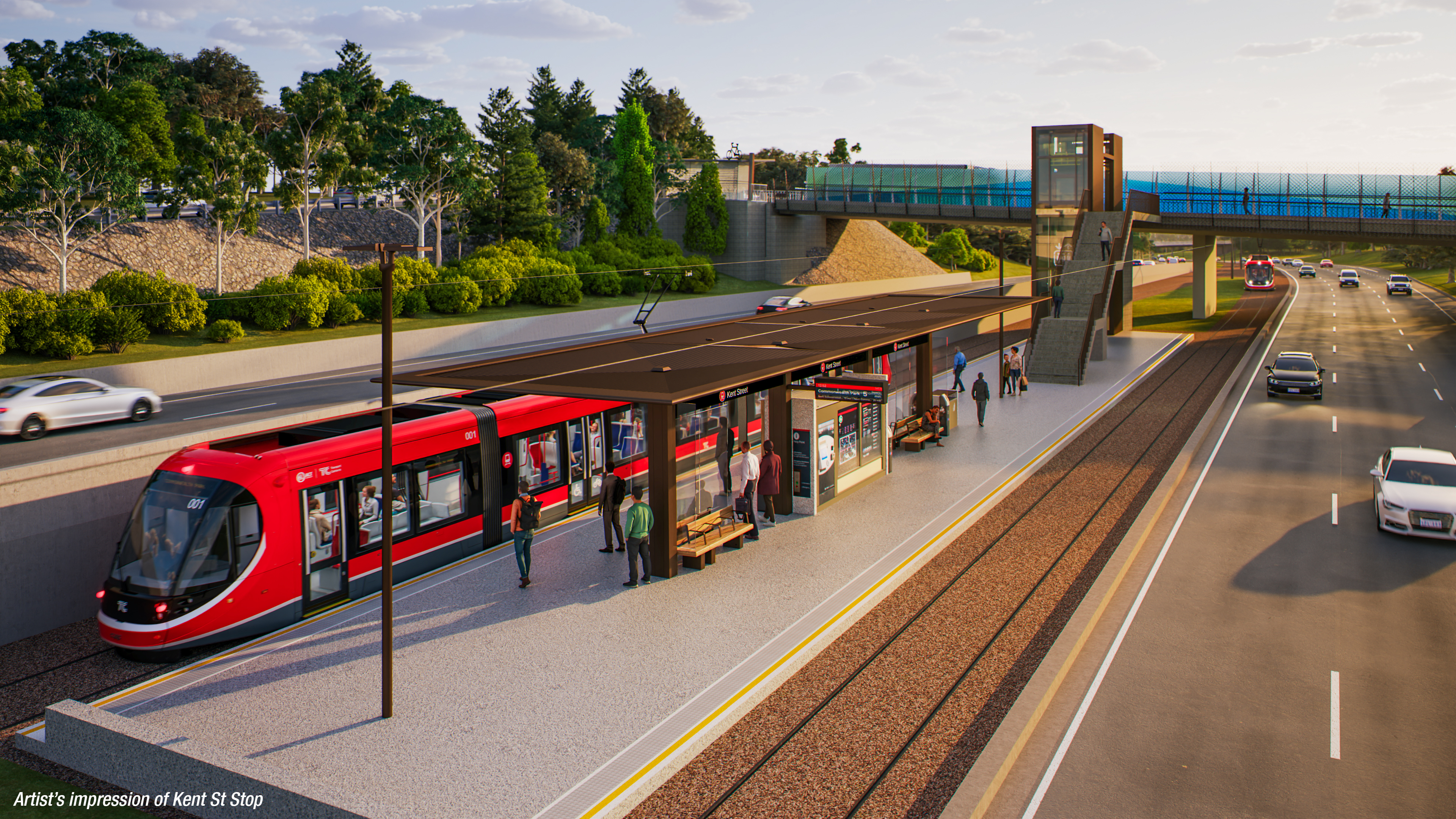 Light Rail Stage 2B - artist's impression of Ken Street Stop