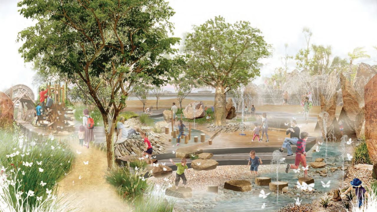 A render of the future Acton Waterfront park