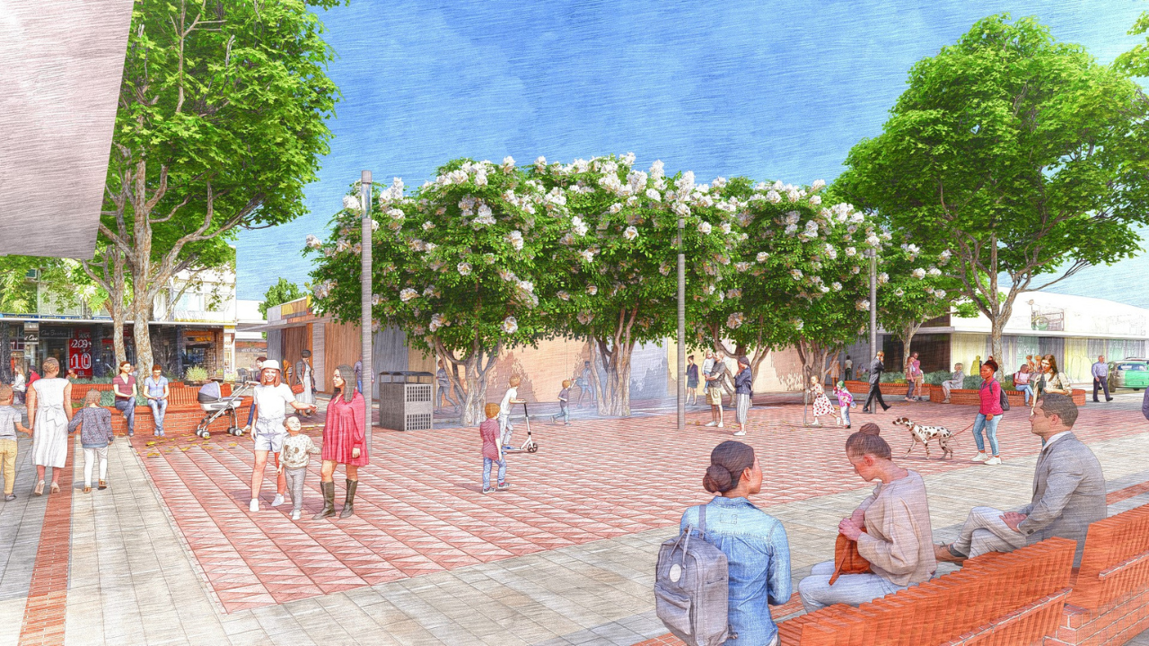 An artist's impression of the proposed Dickson shops upgrade.