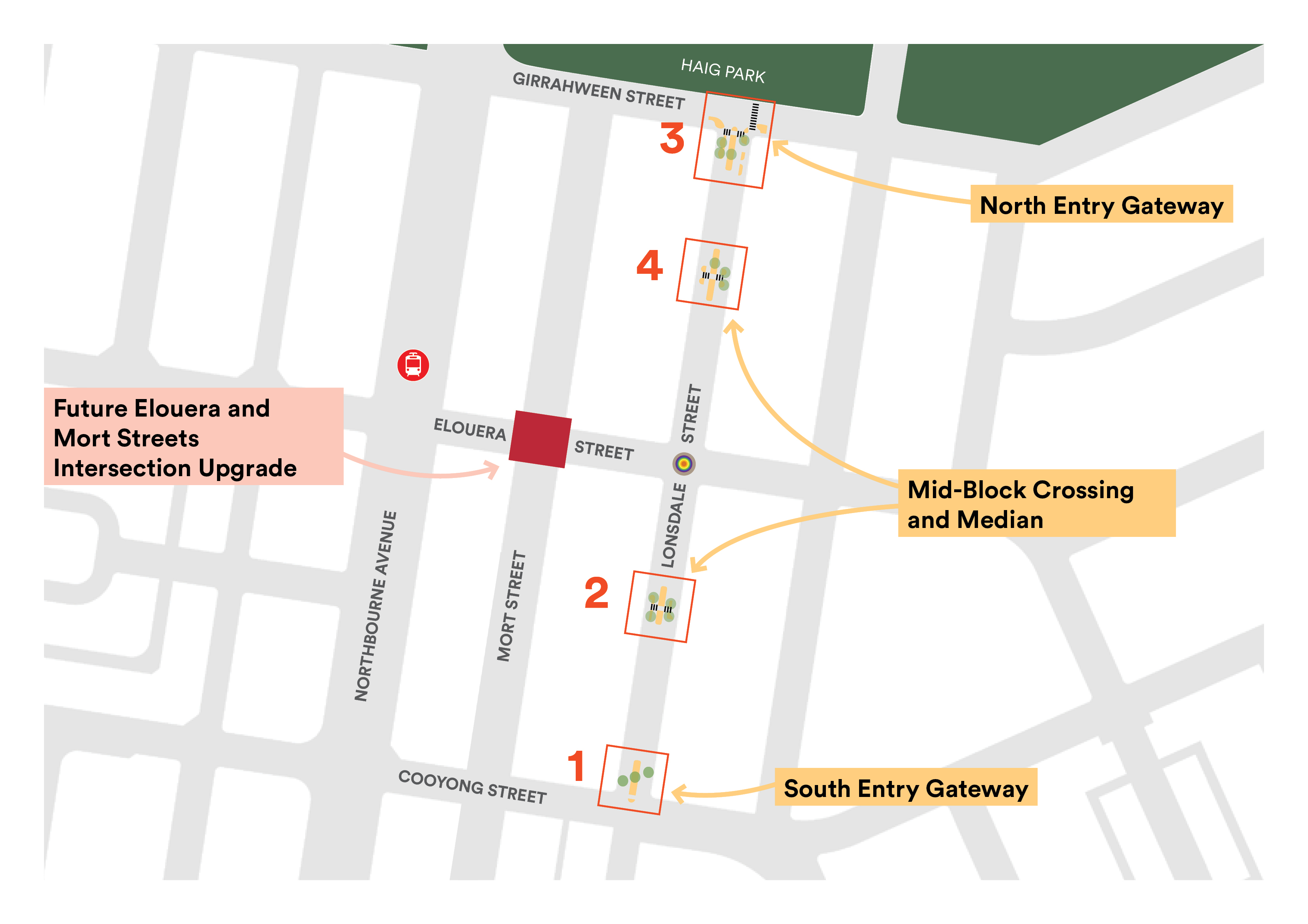 A map showing the order in which the Lonsdale Street works will take place