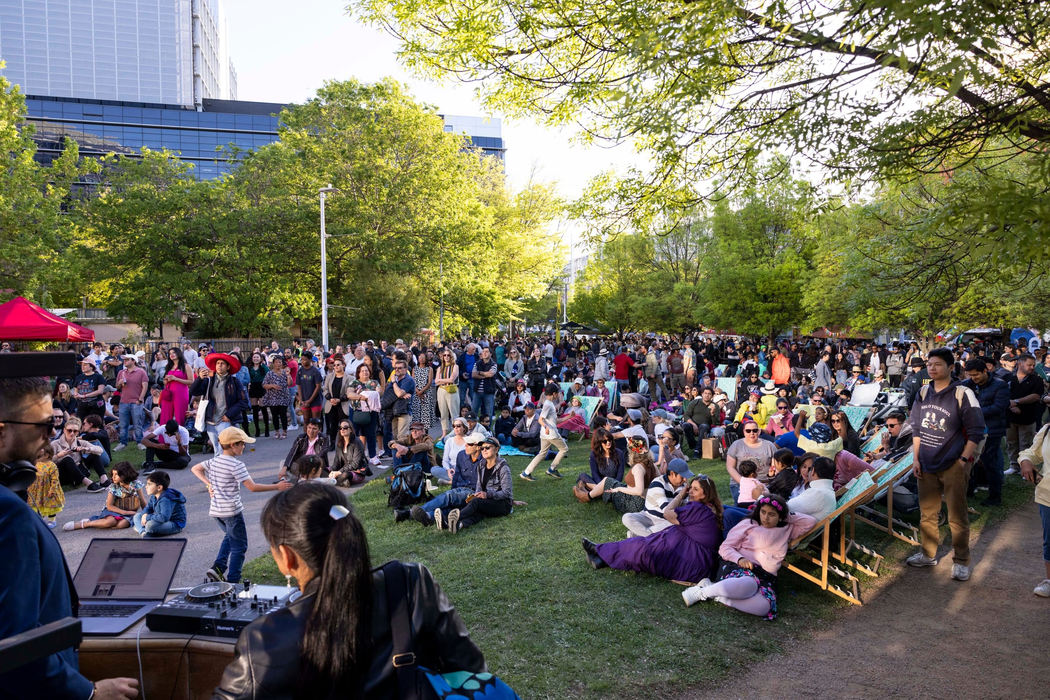 People enjoying the entertainment at La Fiesta in City West&rsquo;s Latin American Plaza