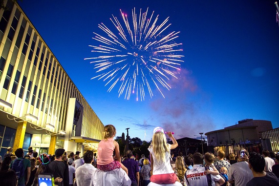 Fireworks above the Canberra Civic and Cultural District