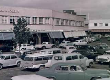 An old photo of Garema Place that shows it being used as a car park