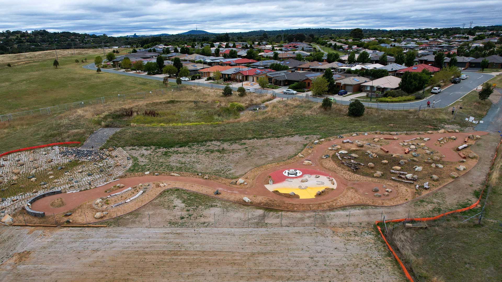 Aerial image showing the completed project near the suburb of West Macgregor