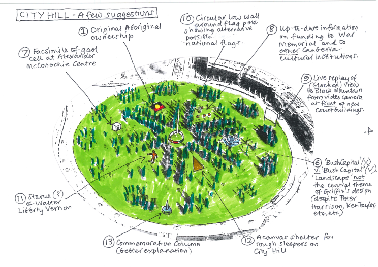 A hand-drawn submission to the City Hill ideas exhibition