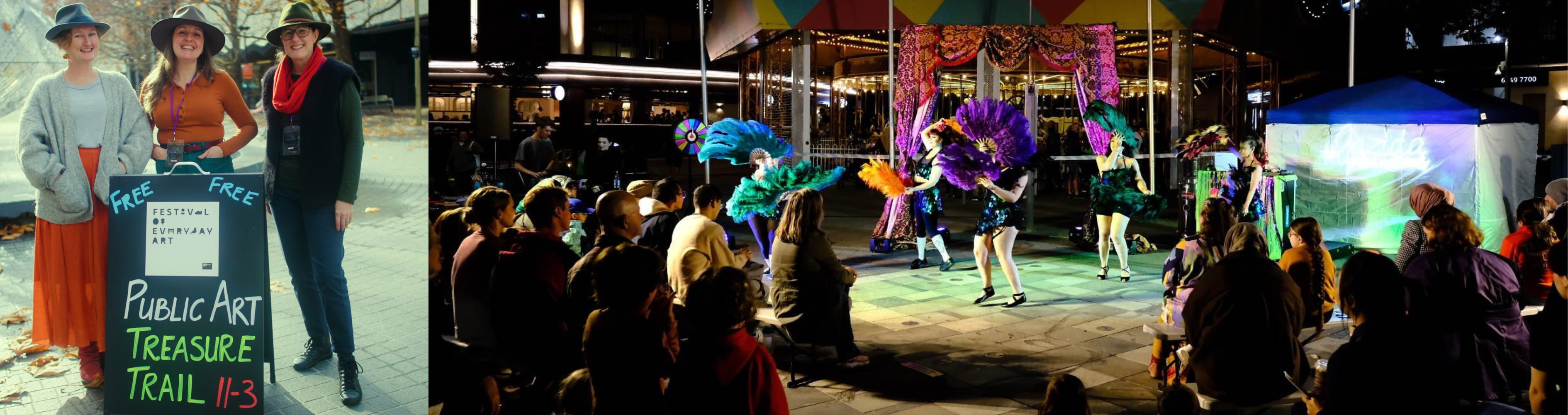 Public Art Treasure Trail event and Jazida Community Pop up party dancers