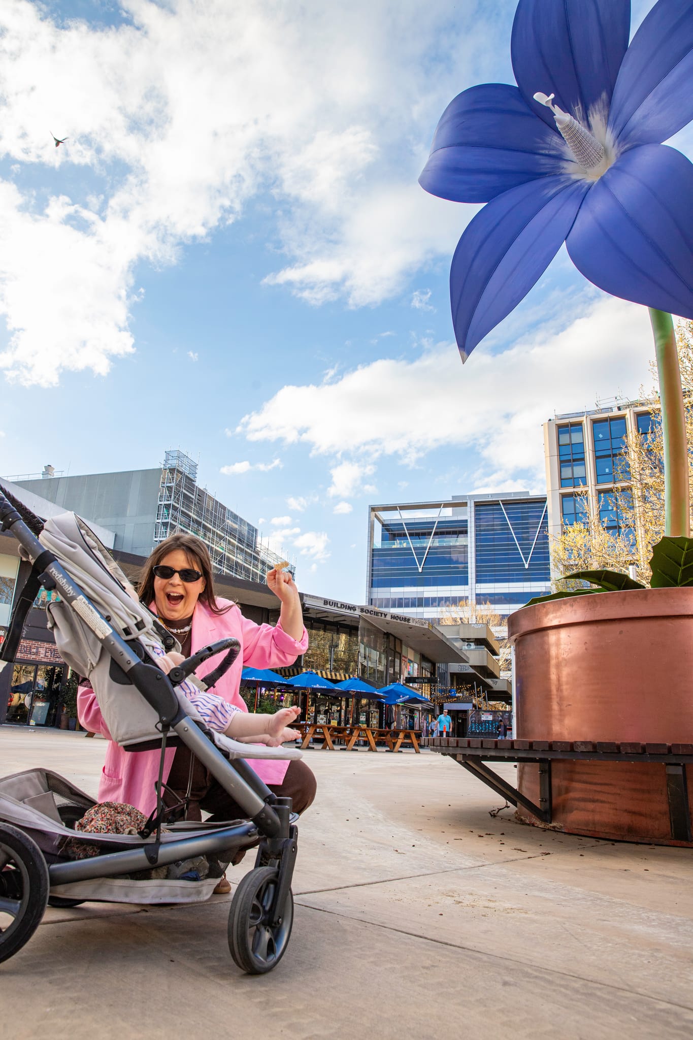 A mother and child enjoy Glorious Wally along the Floriade Walking Trail