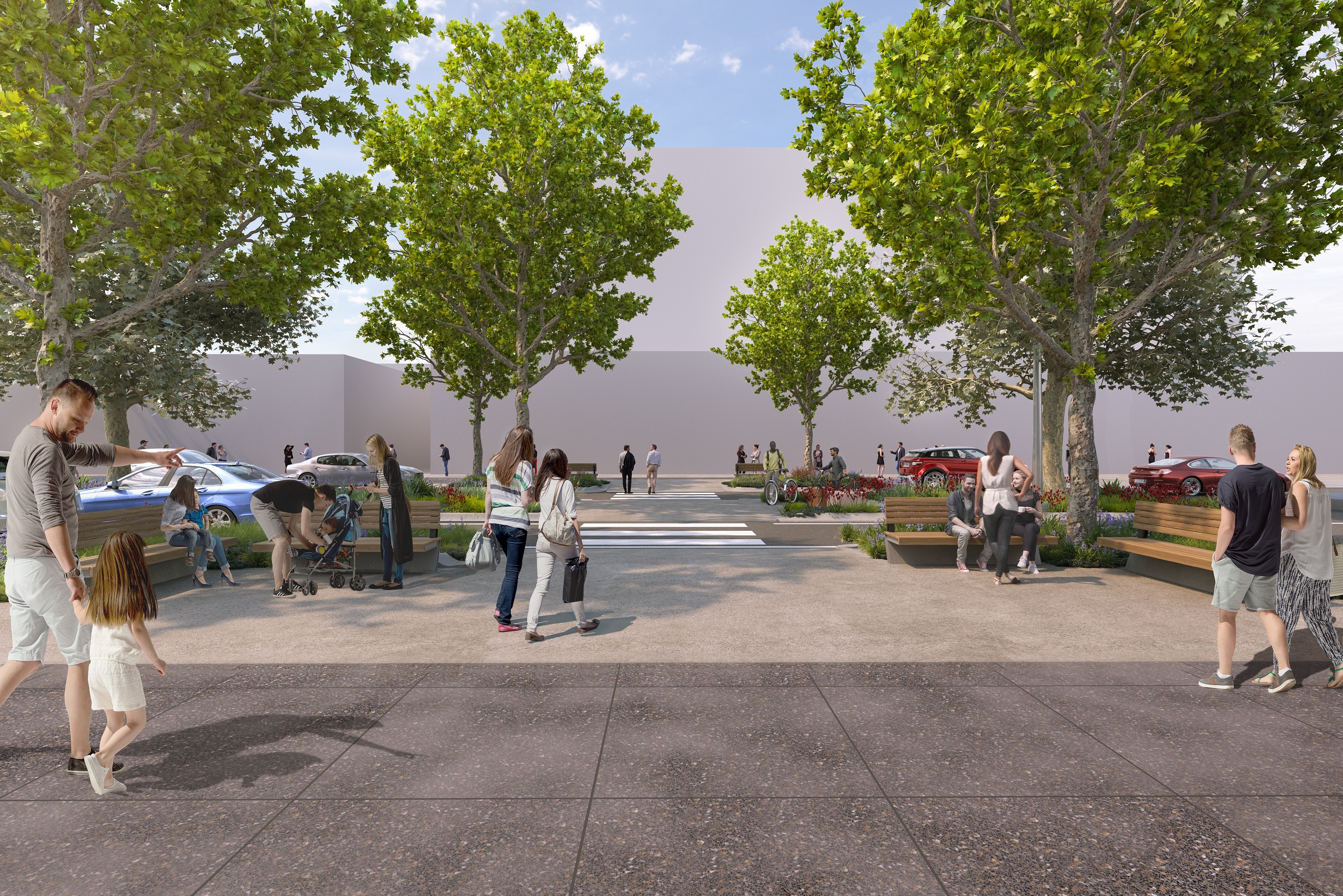 A render of one of the future pedestrian crossings on Lonsdale Street