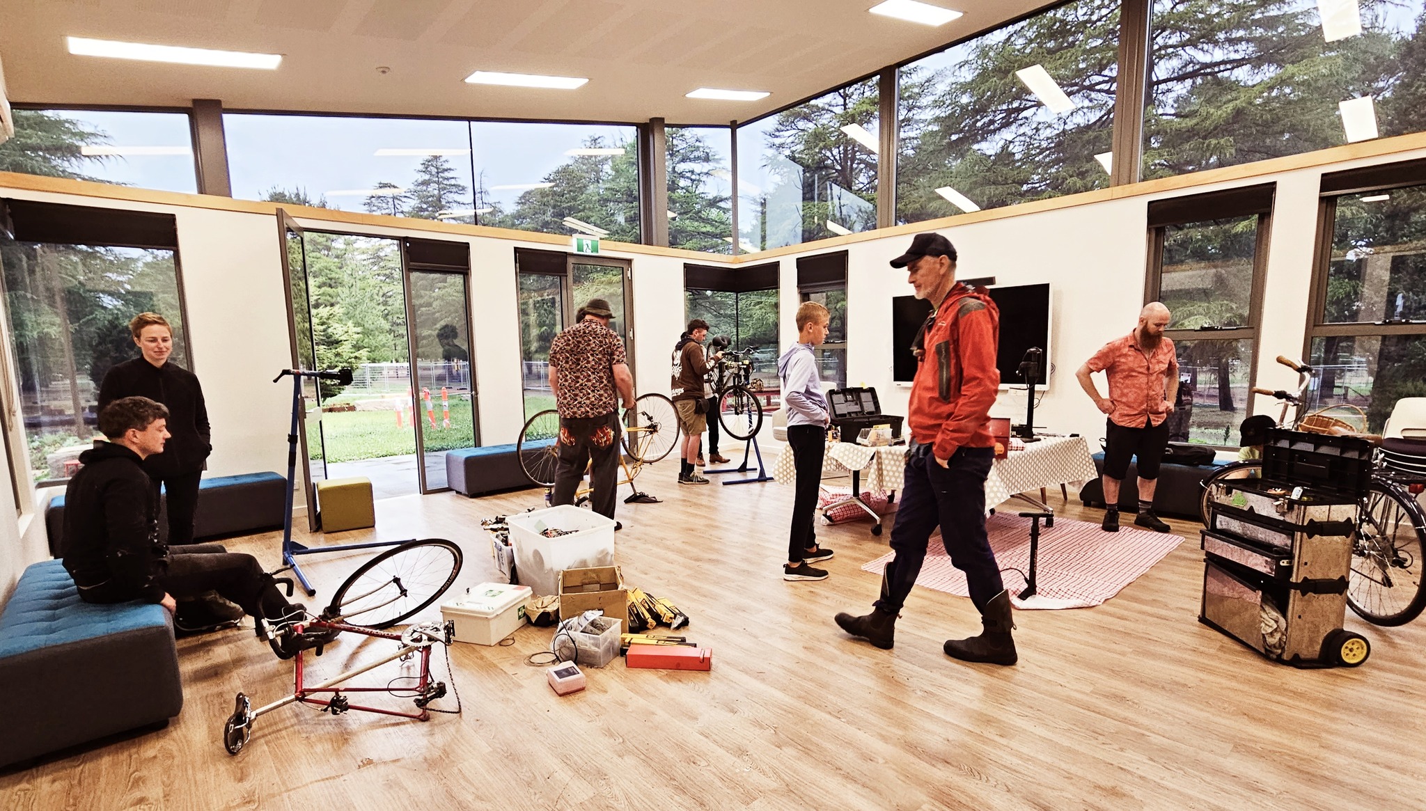 People at a bike workshop at the Salthouse Community Centre