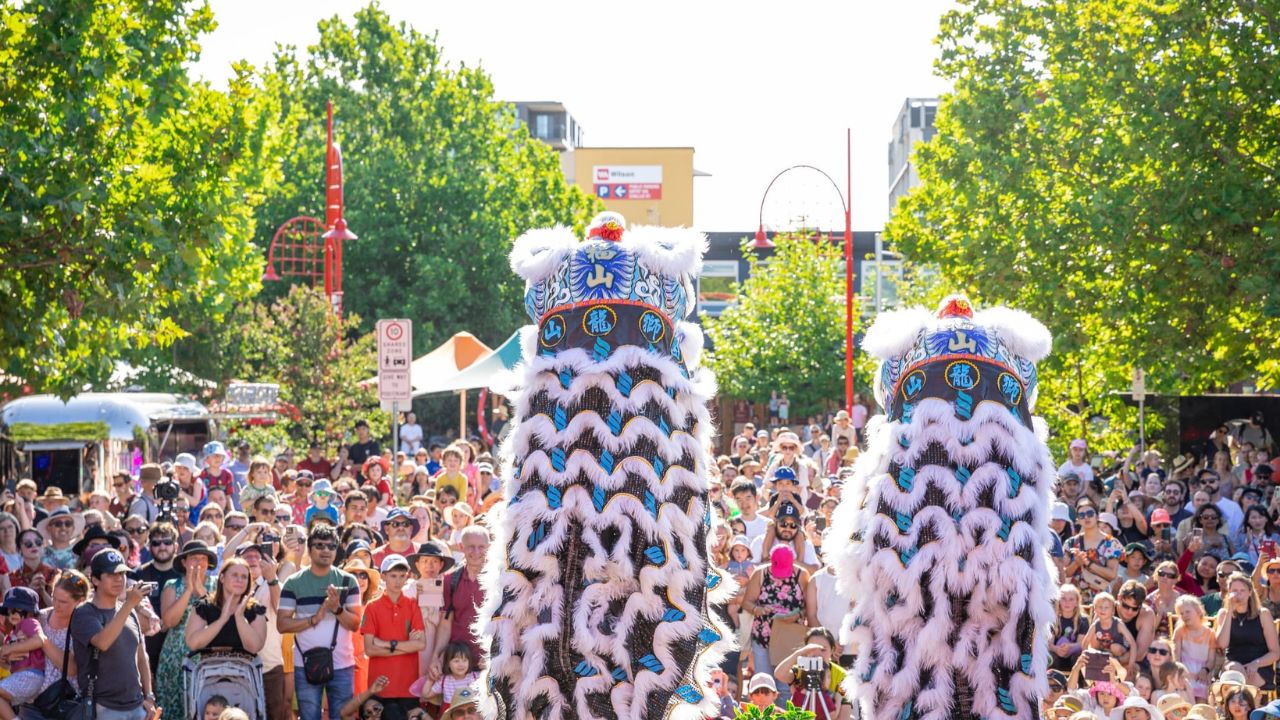 Performers at Lunar New Year. 