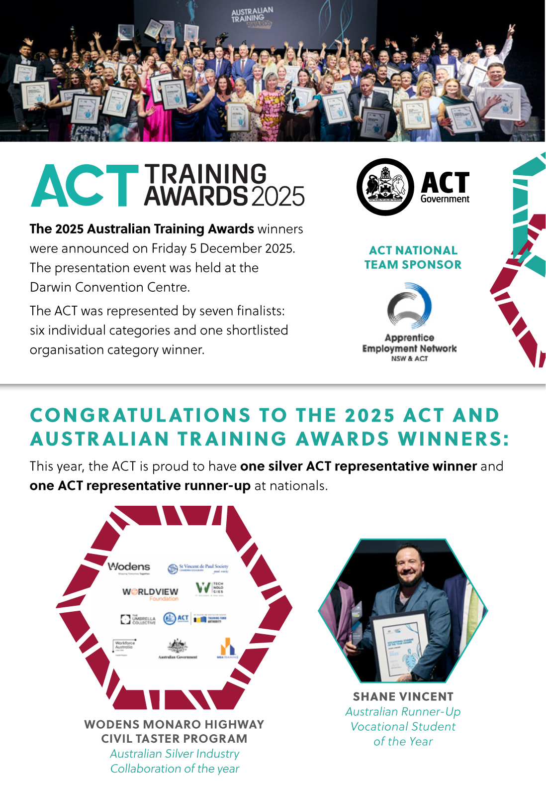 Canberra Times Advert - 2025 - National Training Awards Winners