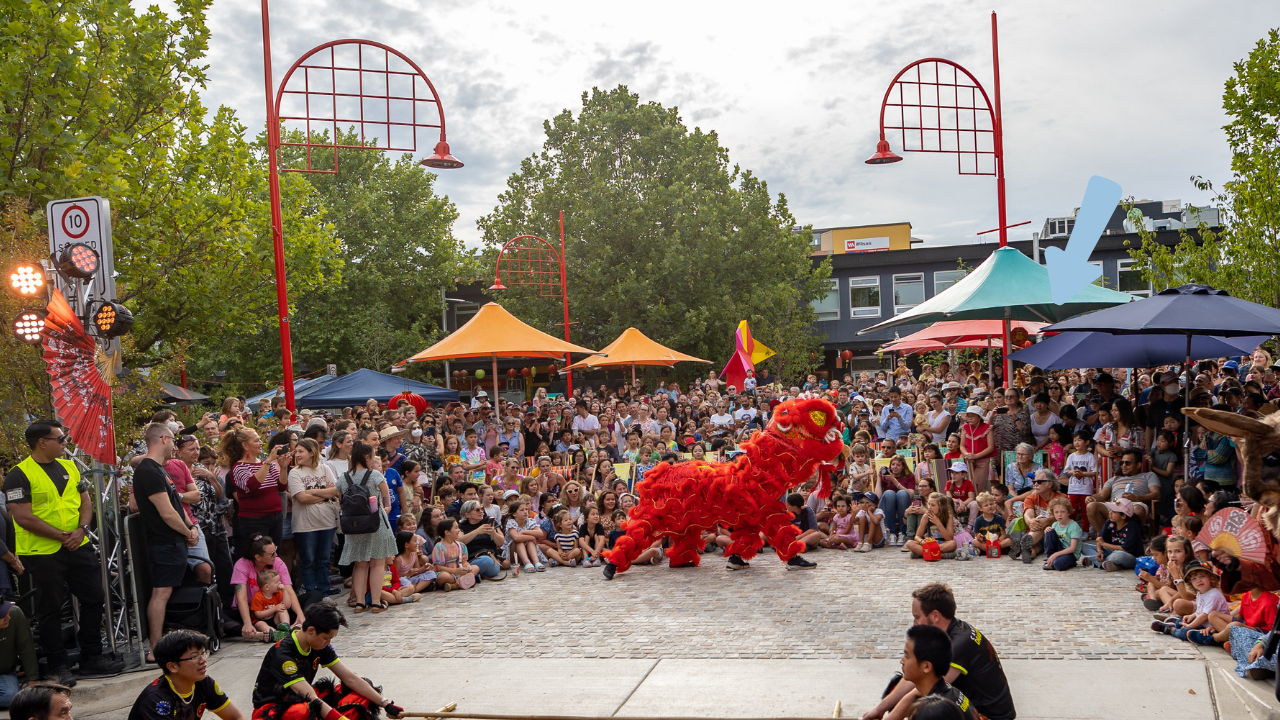 A crowd enjoys a performance as part of the 2023 Lunar New Year Celebration